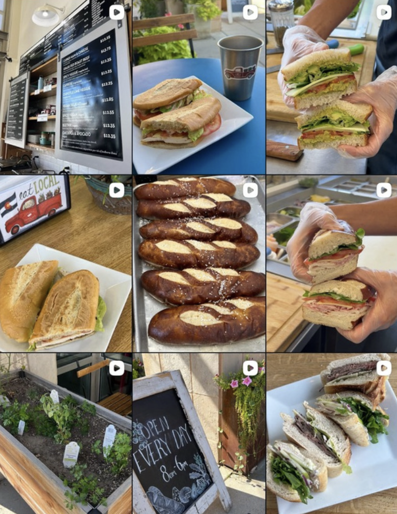 Local restaurant Instagram feed after
